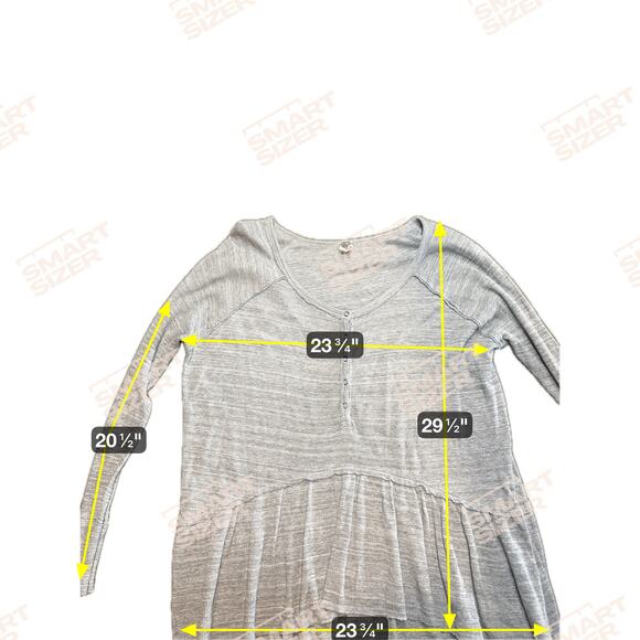 We the Free People Coastline Gray Thermal Waffle Knit Henley Peplum Boho Medium - Picture 4 of 4